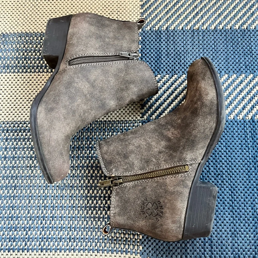 Lucky Brand Girls' Gray Suede-Look Ankle Boots
